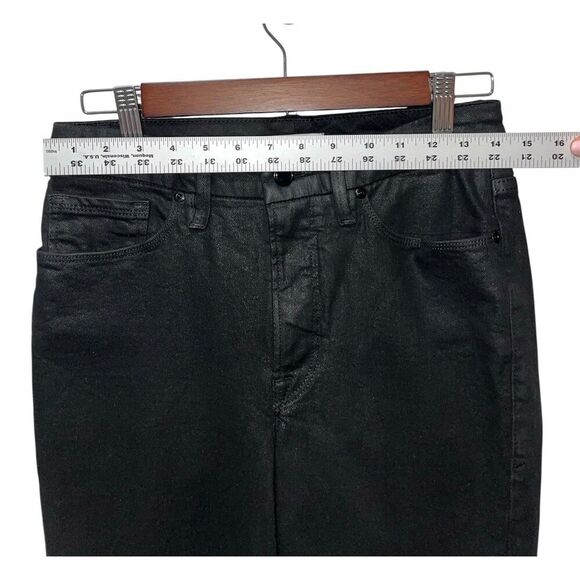 Good American Good Classic Coated Black Straight Leg Jeans Size 6/28 Stretch - Picture 8 of 11